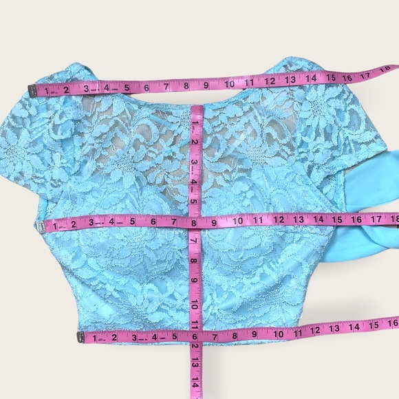 🆕 NWT B. Darlin’ 2-Piece Blue Ballgown Maxi Skirt Tie-Waist Crop Top Set Sz 5/6 - Picture 11 of 15